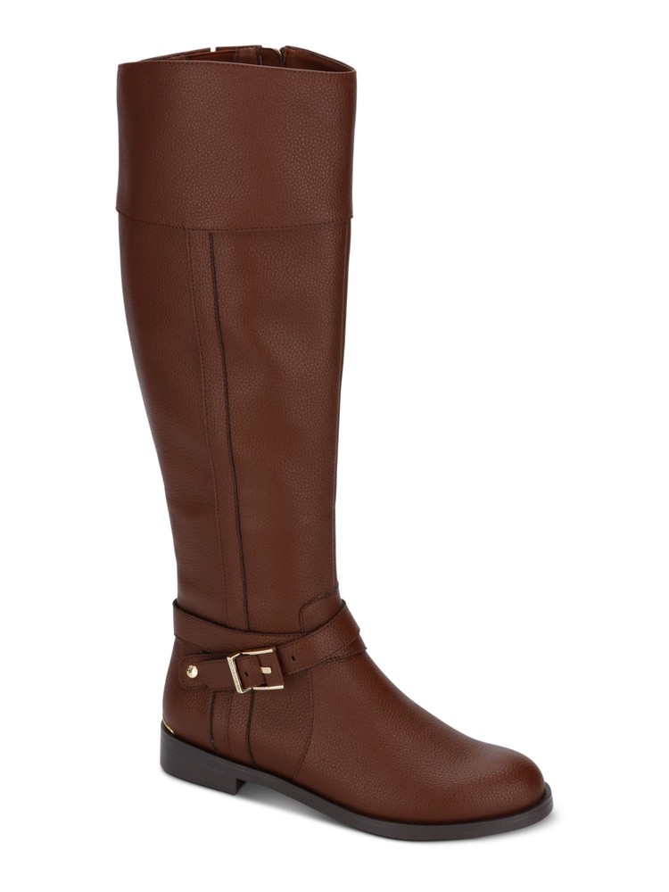REACTION KENNETH COLE Womens Brown Gold Heel Wind Almond Riding Boot 7.5 M