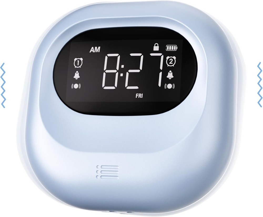 Vibrating Alarm Clock with Rechargeable Battery & Adjustable Vibration