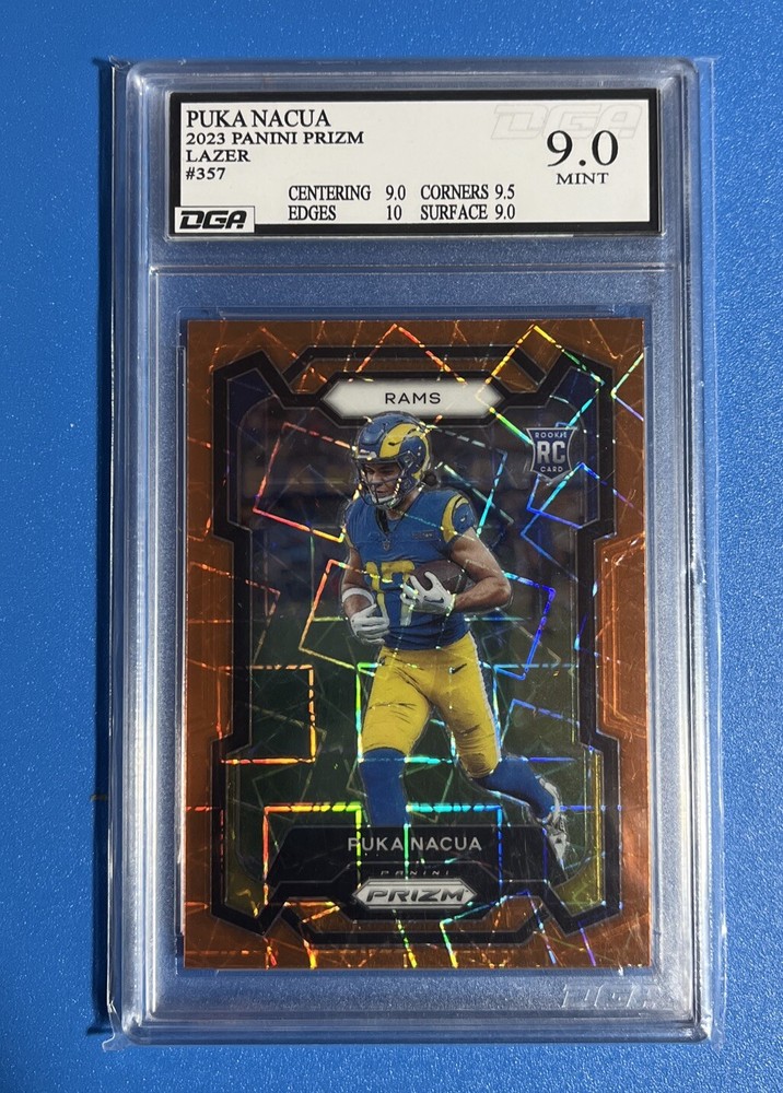 Puka Nacua-RC Rams 2023 Panini PRIZM LAZER #357 Graded:DGA 9.0 MINT