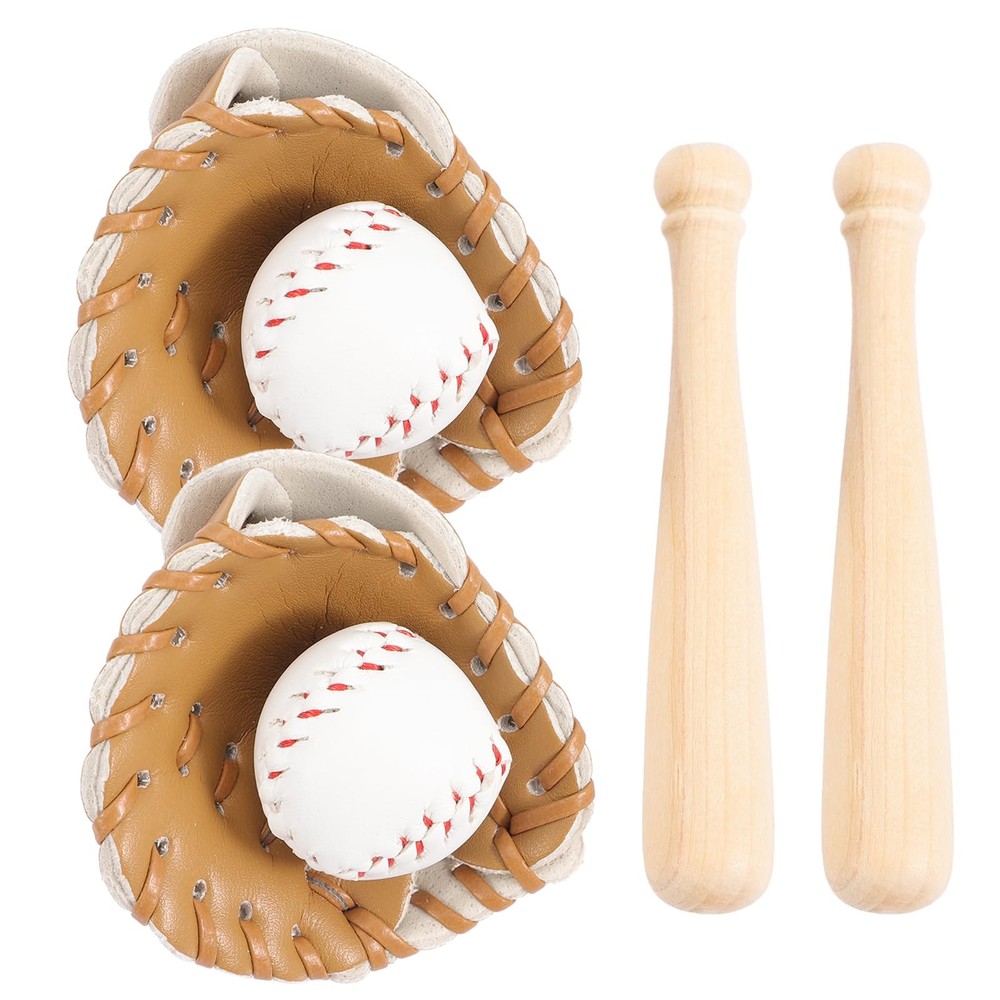 Miniature Baseball Bat Glove and Ball Set for Cake Decorating