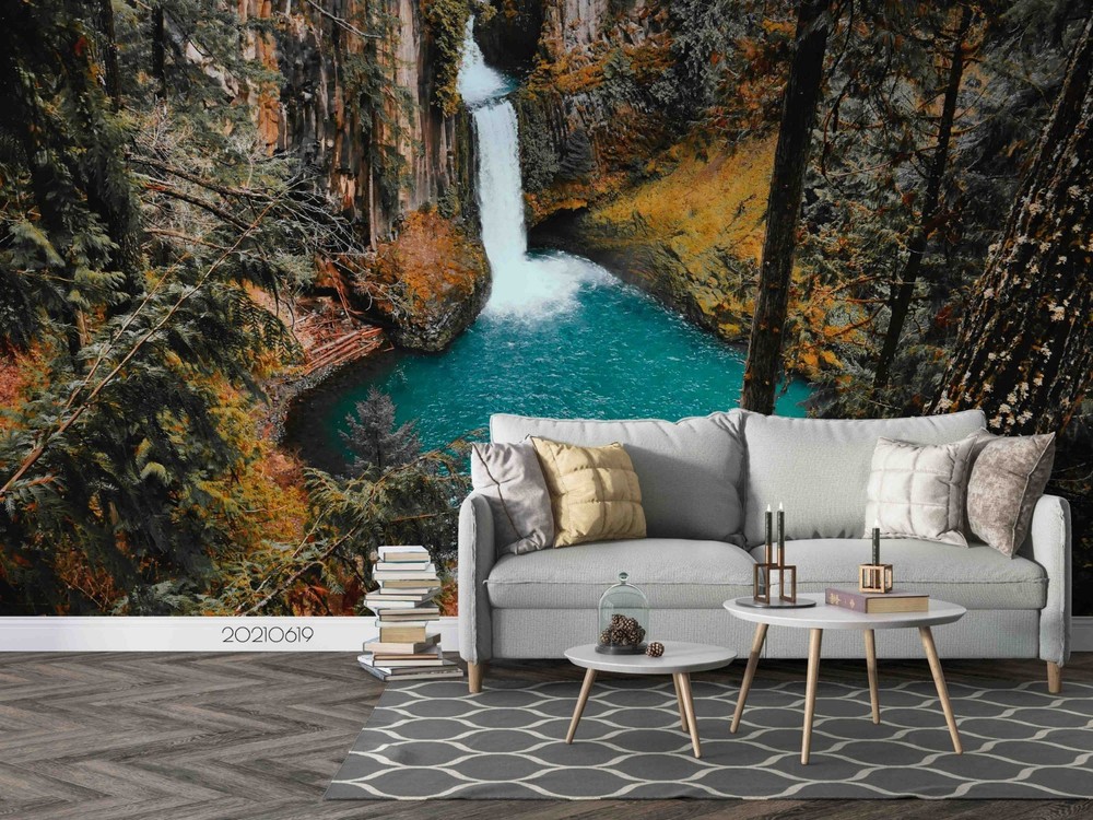 3D Mountains Waterfall Pond Landscape Wall Murals Wallpaper Murals Wall Sticker