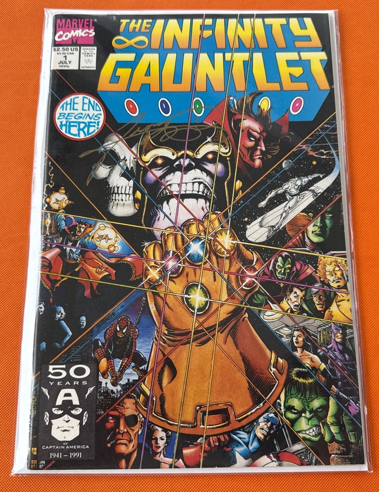 The Infinity Gauntlet #1 Marvel Comics 1991 Perez Auto Gold Ink