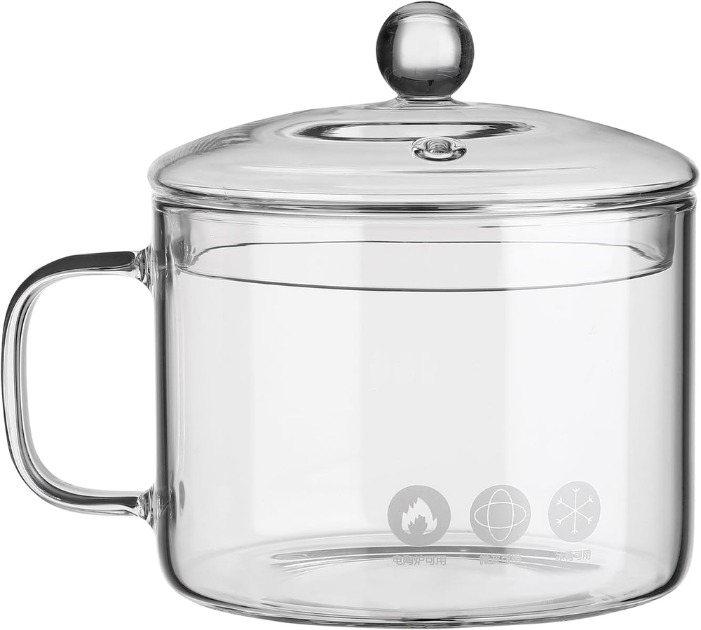 Clear Glass Cooking Pot Stovetop Pot 50Oz Cooking Saucepan Multi-Function Stew P