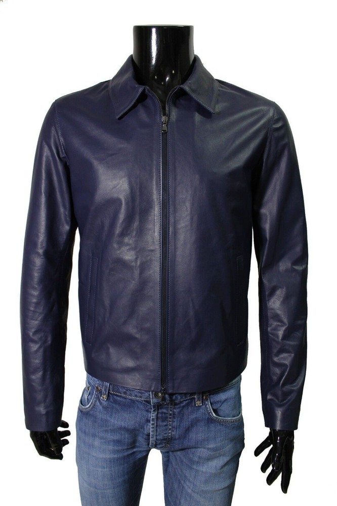 Men's Black Lambskin Leather Casual Jacket Handmade Motorcycle coat