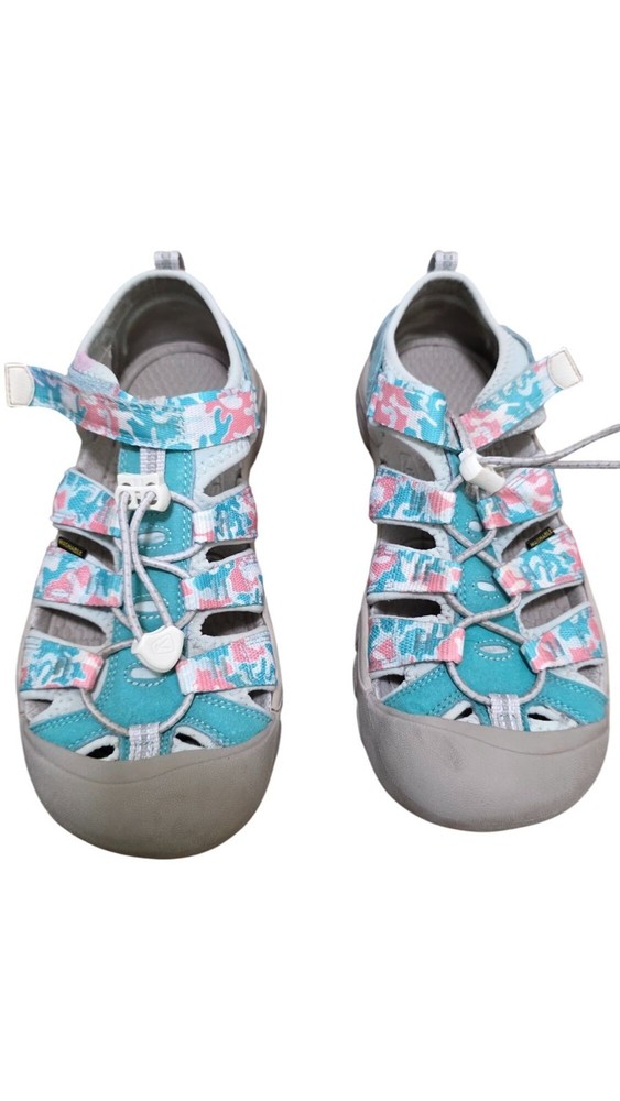 Keen Newport H2 Kids Sandals Size 5 Teal & Pink Camo Print Durable Rubber