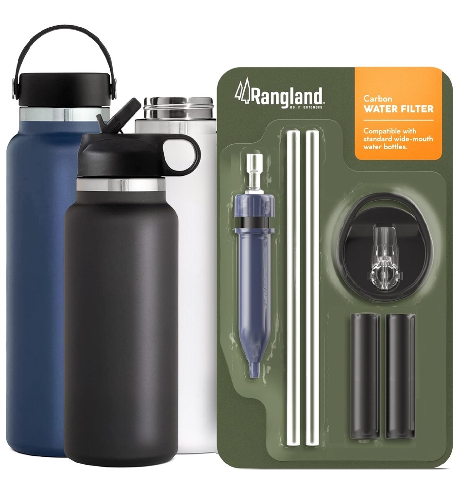 Wide Mouth Water Bottle Replacement Lid with 2 Straws and Inline Filter for H...