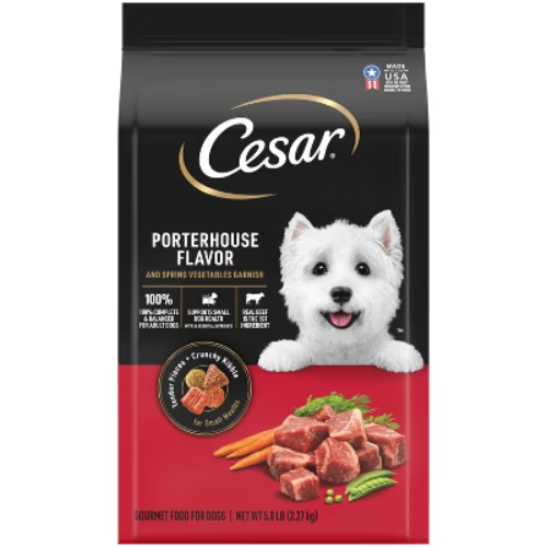 Cesar Carrot Pea Steak Vegetable Beef Red Meat Dry Dog Food 5lb