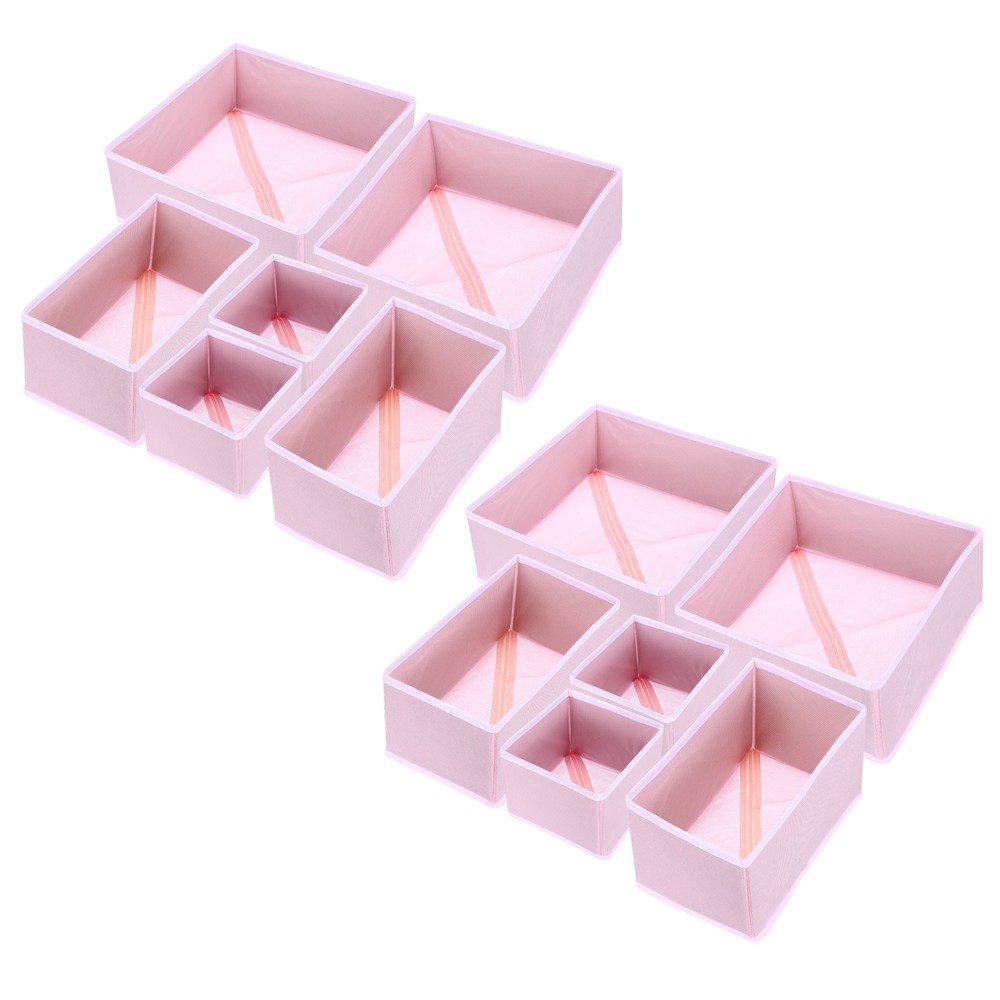 1 Set 12 Slot Foldable Fabric Socks Underwear Dividers Storage Box, Pink