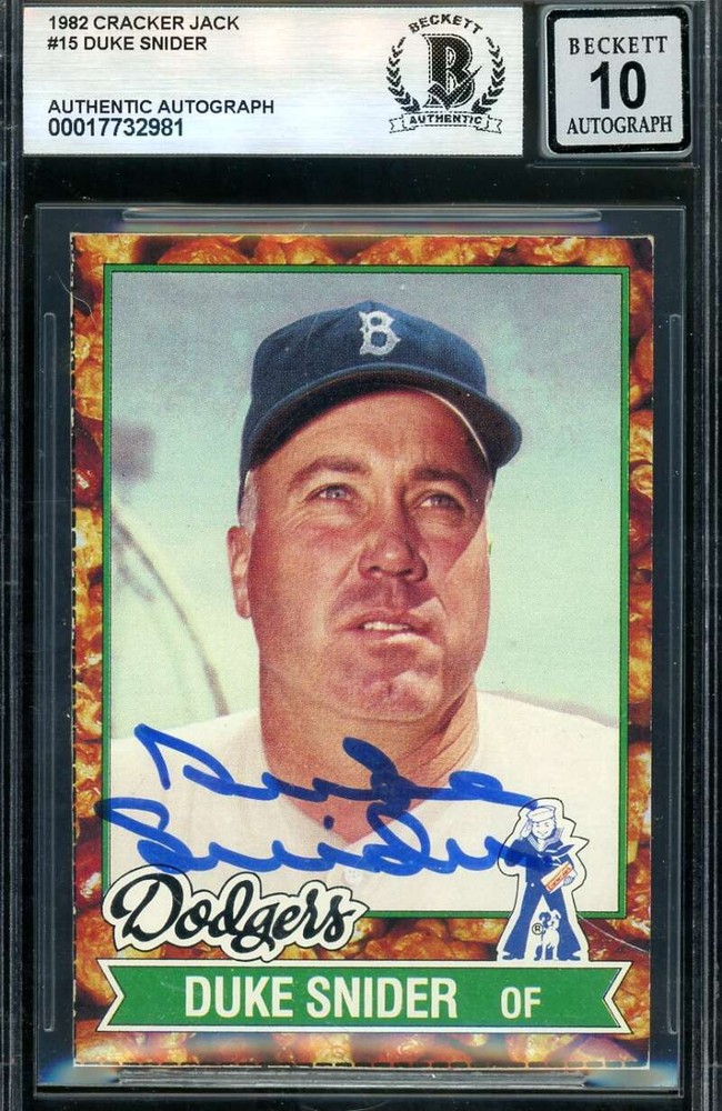 Duke Snider gem mint 10 Beckett Bas サイン入り 1982年 クラッカージャック サイン入り