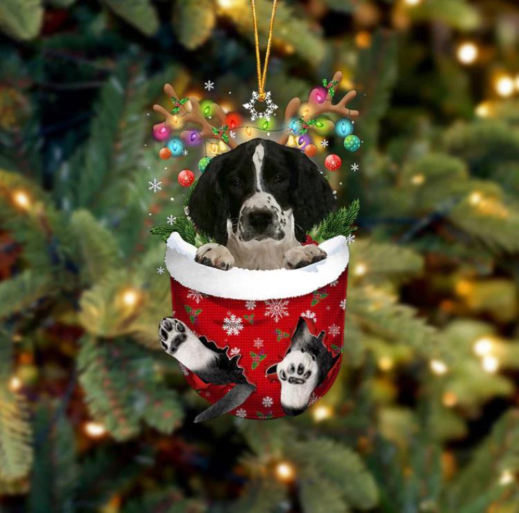 English Springer Spaniel In Snow Pocket Christmas Ornament