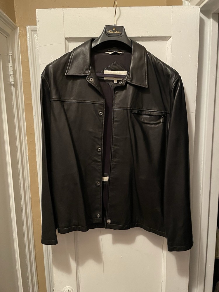 mens leather jacket large used