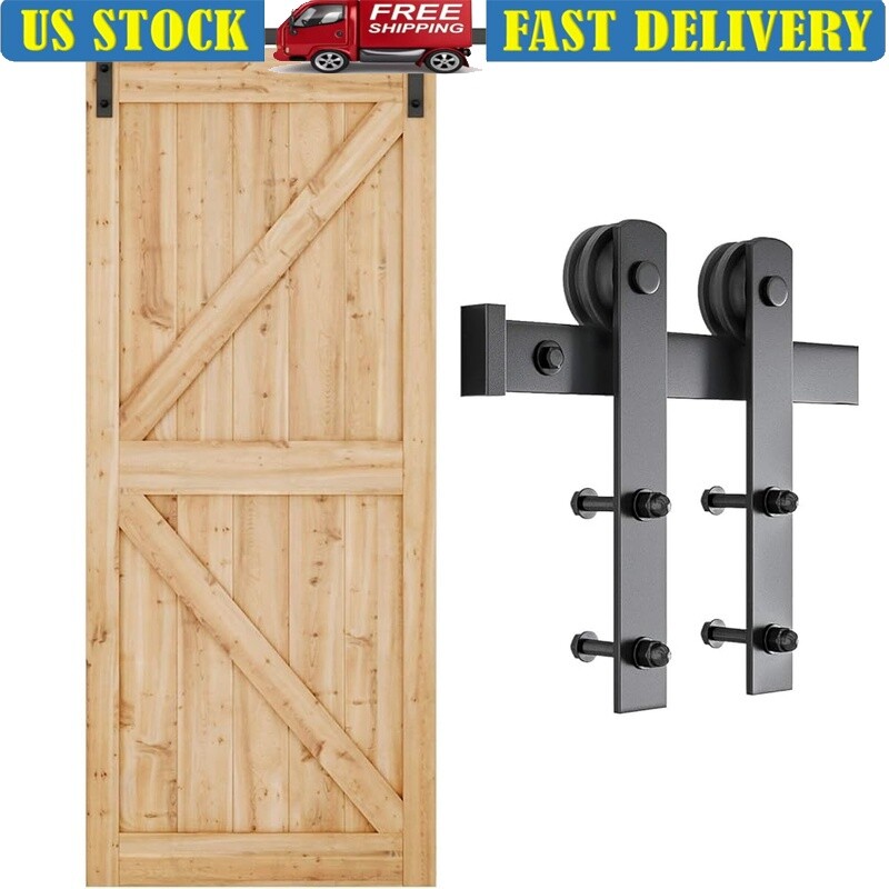 6.6FT Heavy Duty Sliding Barn Door Kit Smooth Quiet Easy Installation
