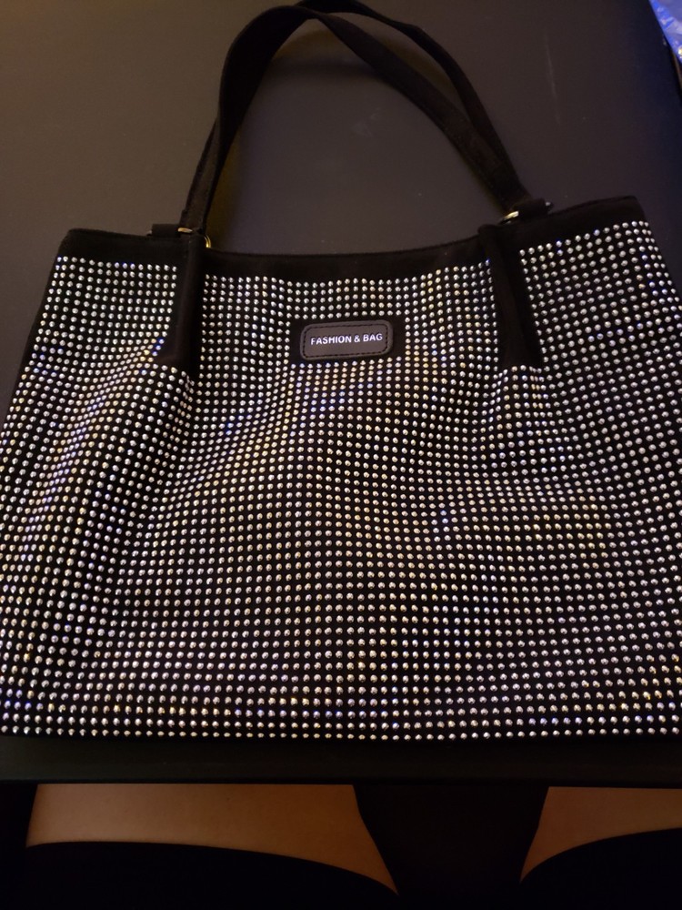 Women's Bag Rhinestone Black Tote