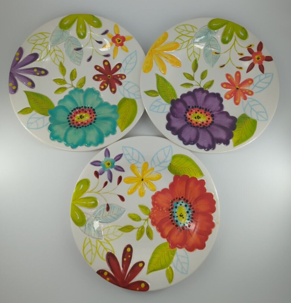 Laurie Gates FLORA 3 pc Melamine Salad Dessert Plates Replacements