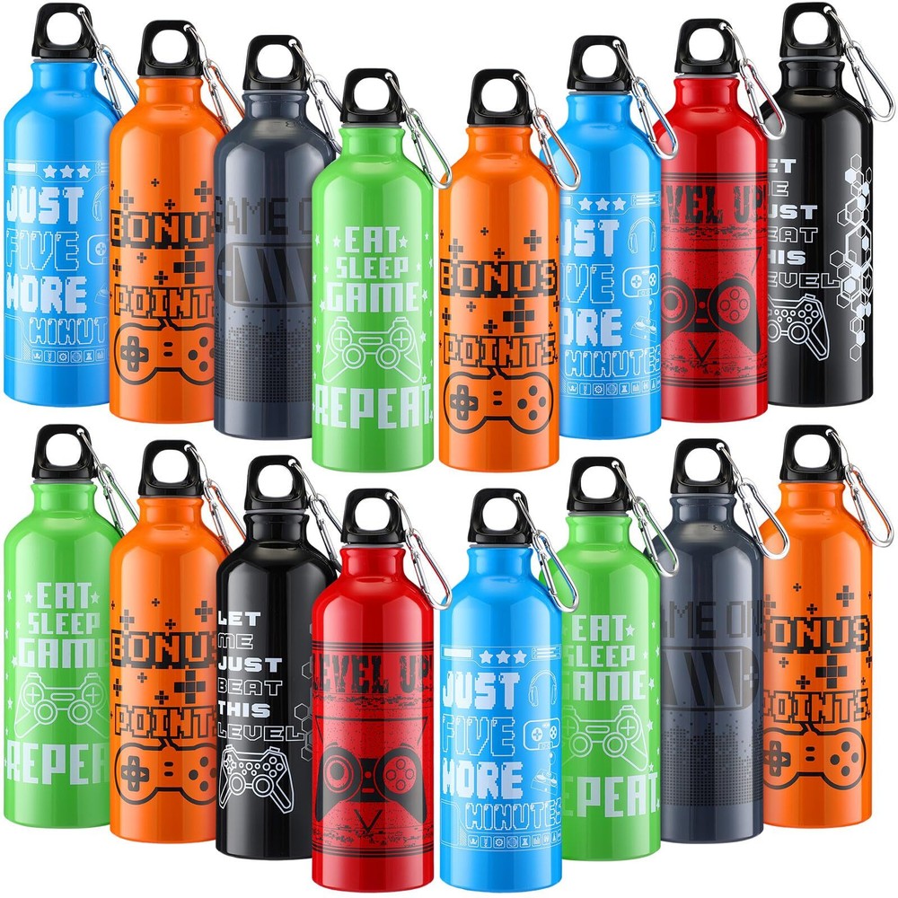 24 Pcs 17oz Gaming Water Bottle Sports Insulated Water Bottles with Hook Clip...
