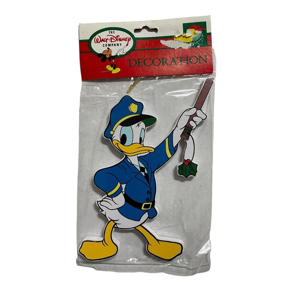 Disney Donald Duck Police Officer Santa Ornament with Holly  
