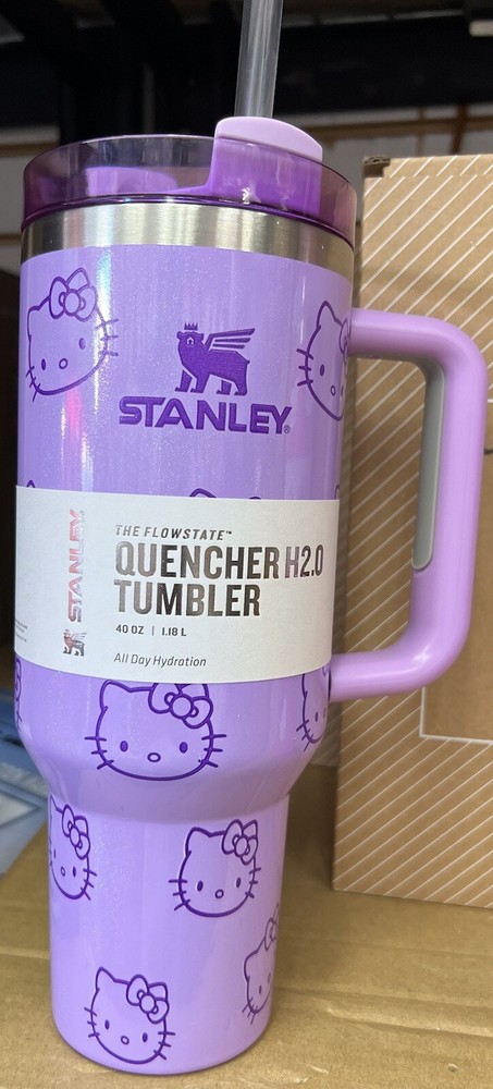 40oz Hello Kitty Stanley Cup Flowstate Tumbler - Purple Glitter- Glitter Edition