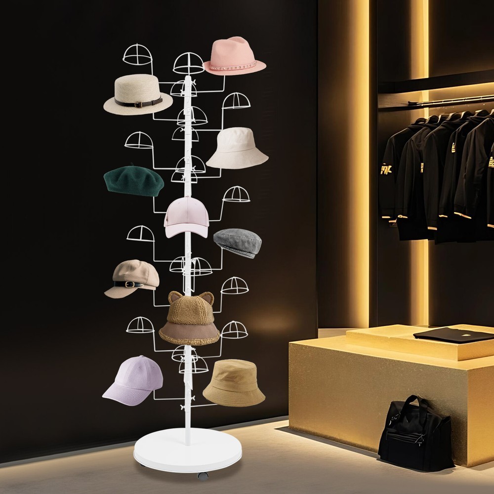 Freestanding Metal Hat Rack Stand with 30 Circular Hooks