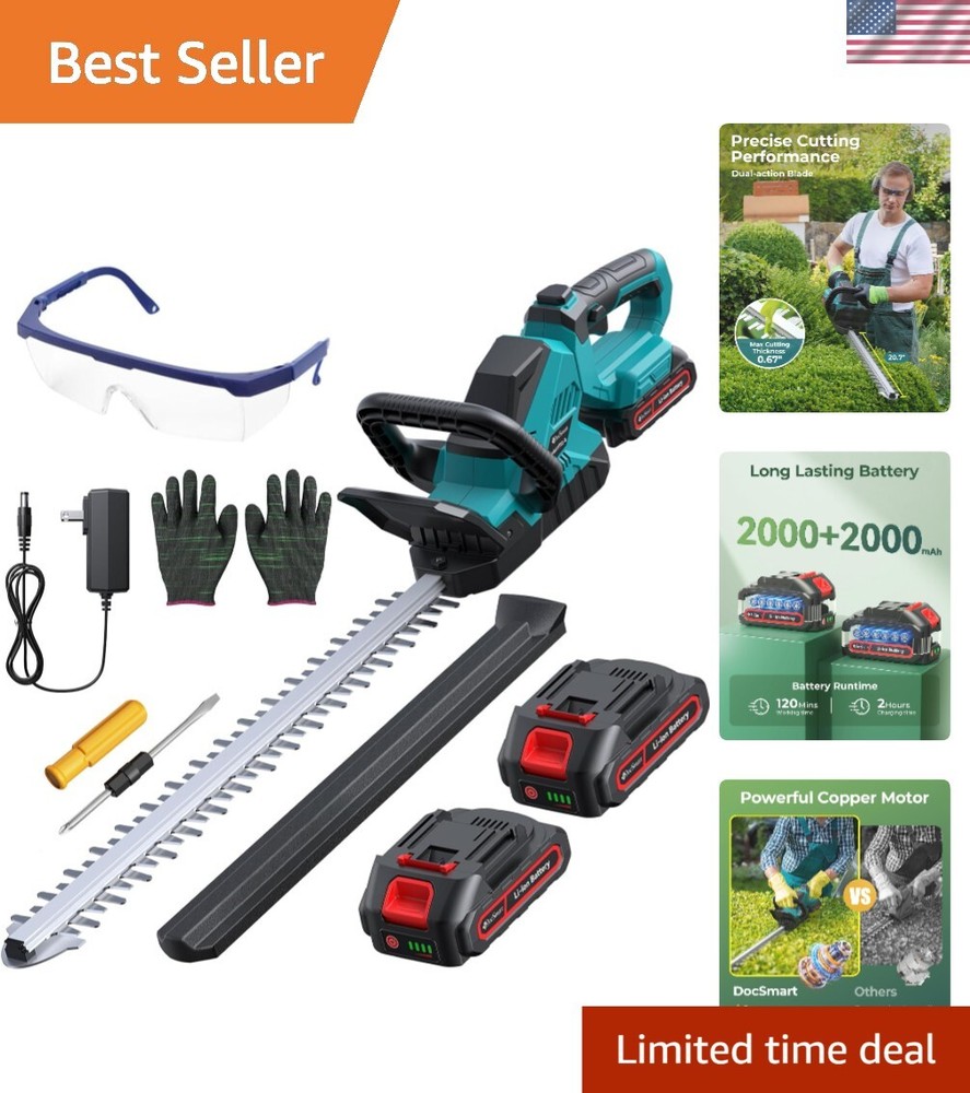 20in Cordless Hedge Trimmer with Sharp Blades for Easy Garden Trimming
