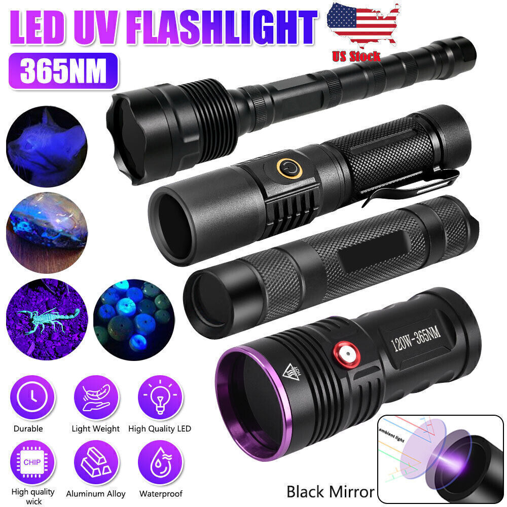 UV Flashlight Torch Light 365 nm LED Ultra Violet  Filtered Blacklight Detector