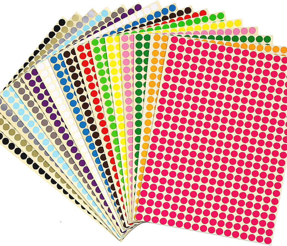 26656 Pieces Colored Dot Stickers, 1/4