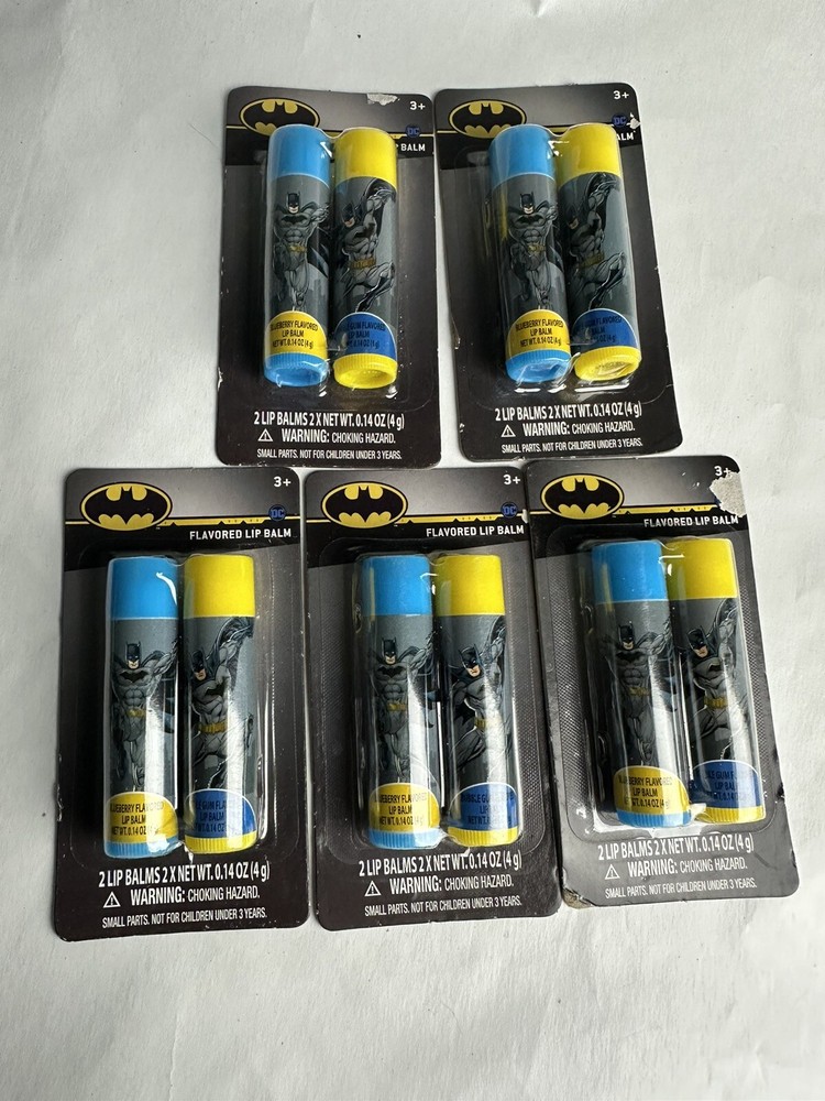 Lot of 5 - Twin Pack Batman Flavored Lip Balm Blueberry and Bubble Gum