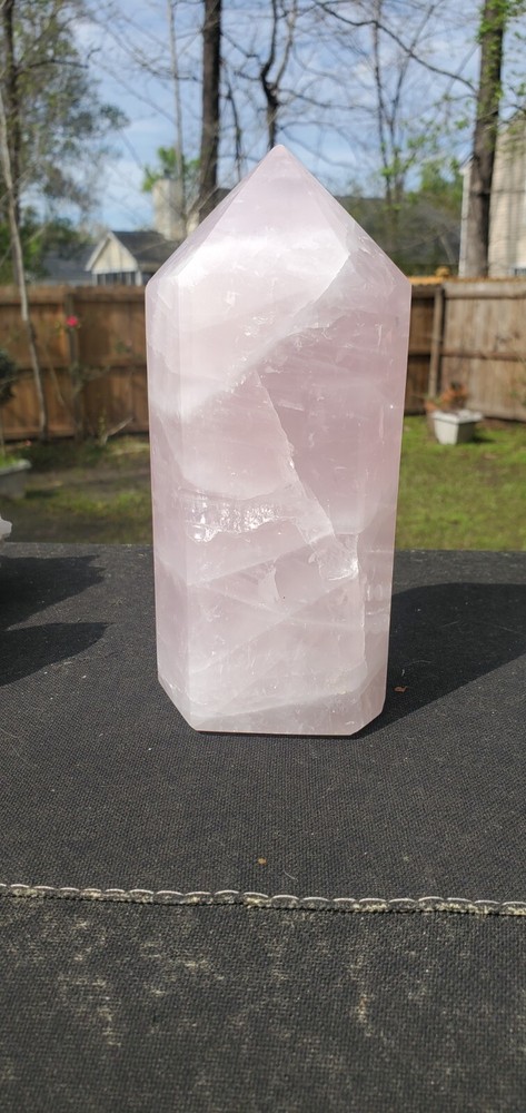 Rose Quartz Crystal Polished Tower 1085 G 6 1/4x 3