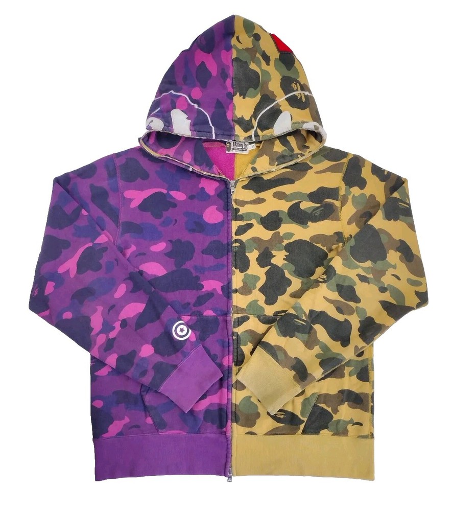 BAPE 1st Color Camo 2nd Ape Half Full Zip Hoodie Size XL Rare