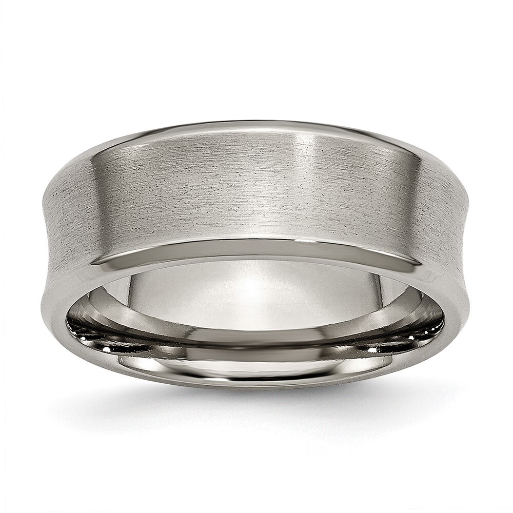 Titanium Brushed and Polished Concave 8mm Beveled Edge Band Ring Size 9