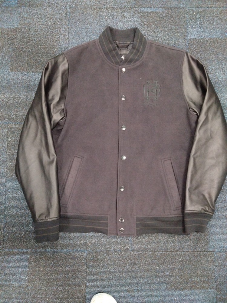 Hollister Men's Black Bomber Varsity Jacket Size Large Excellent Condition