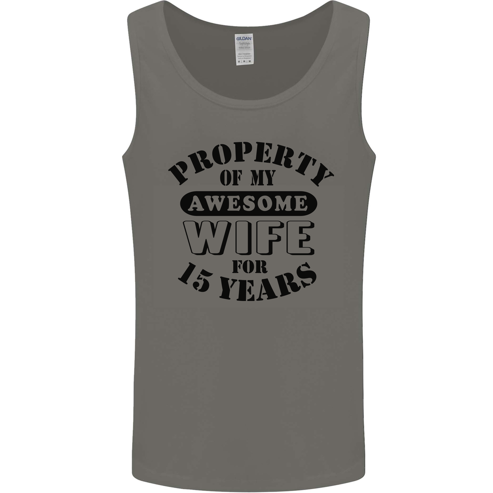 15th Wedding Anniversary 15 Year Funny Wife Mens Vest Tank Top