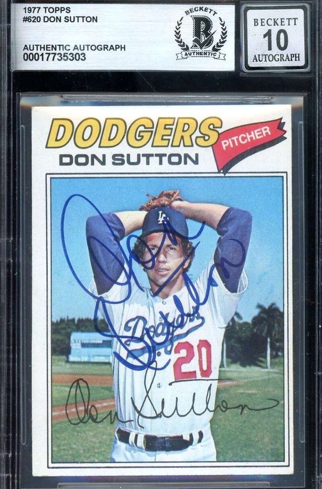 Don Sutton Gem Mint 10 Beckett BAS Signed 1977 Topps Autograph