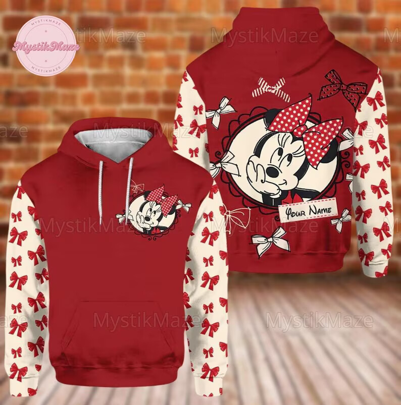 Personalized Minnie 3D HOODIE Mother Day Gift All Over Print Best Price Us Size-image