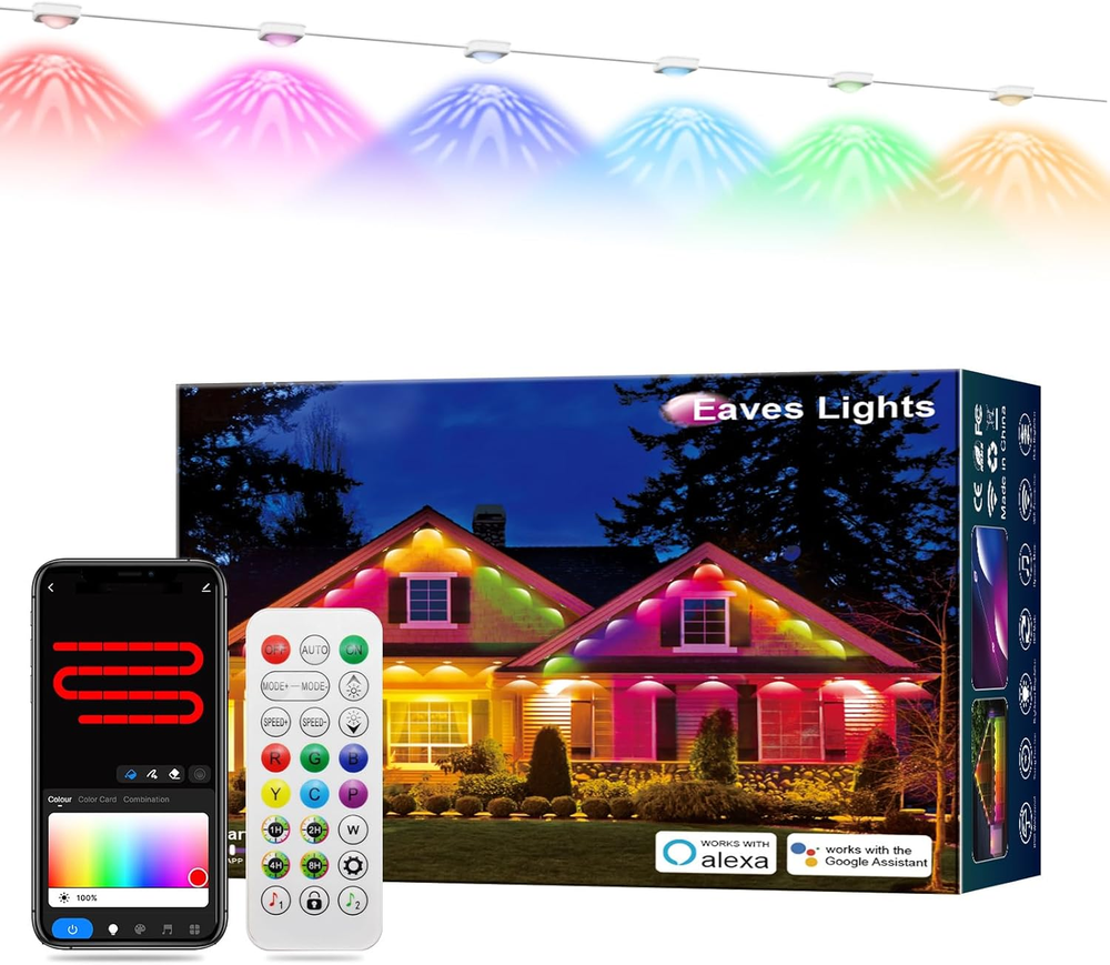 Permanent Outdoor Lights Pro, Warm White LED Christmas Eave Lights 480Ft with 35