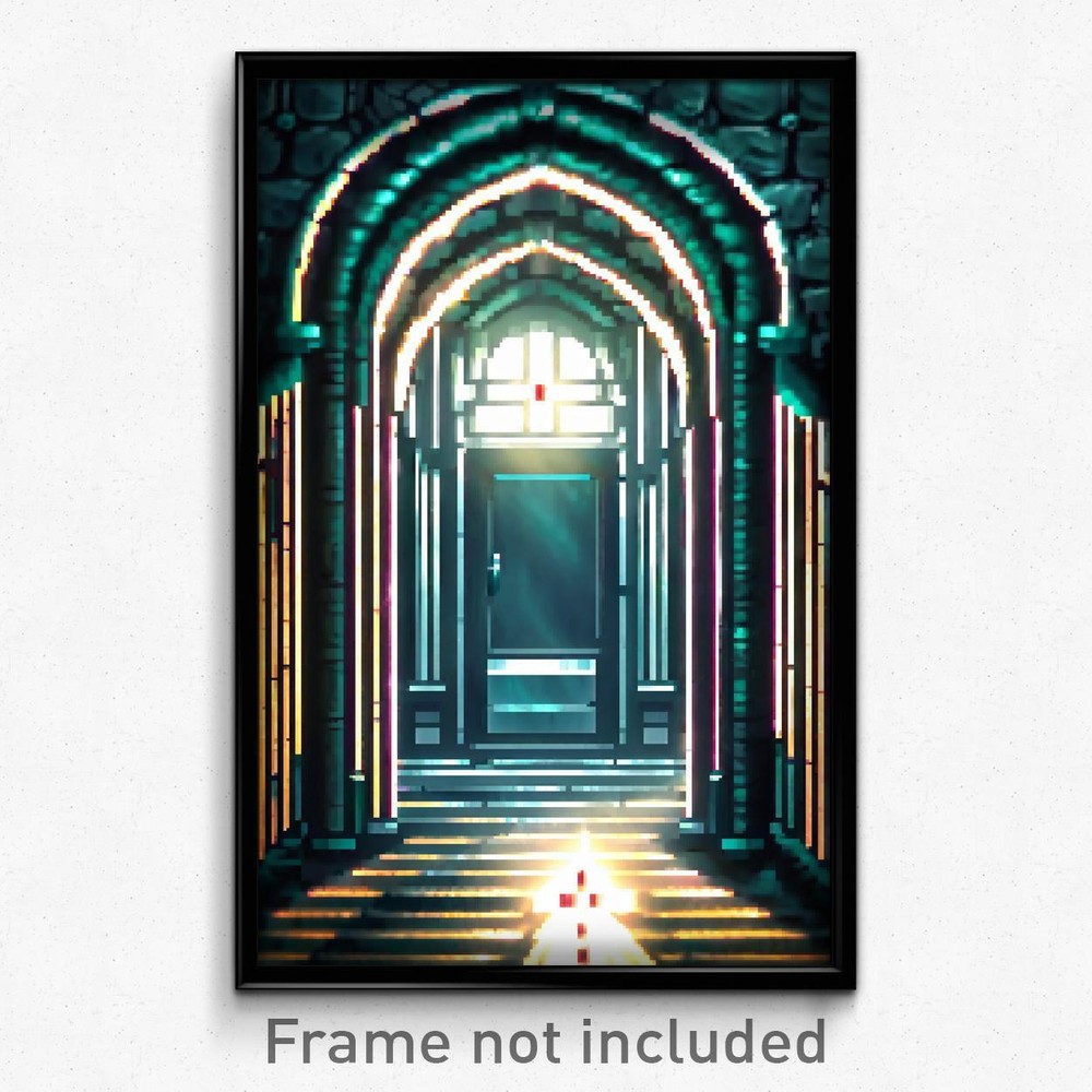 Pixel Art Glossy Crypt 8 Bit Psychedelic Trippy Video Game Poster