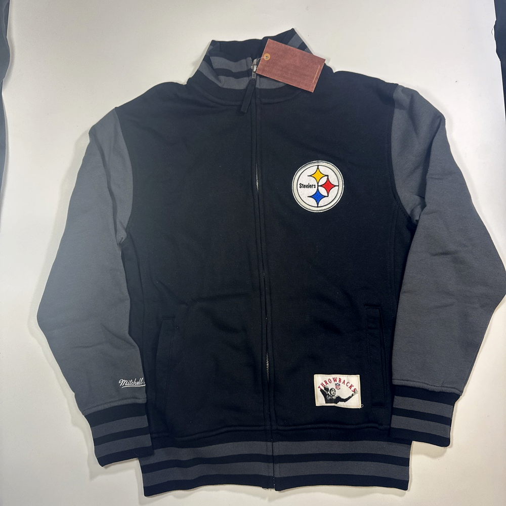 Mitchell & Ness Pittsburgh Steelers Varsity Men Small Fleece Jacket Black Gray