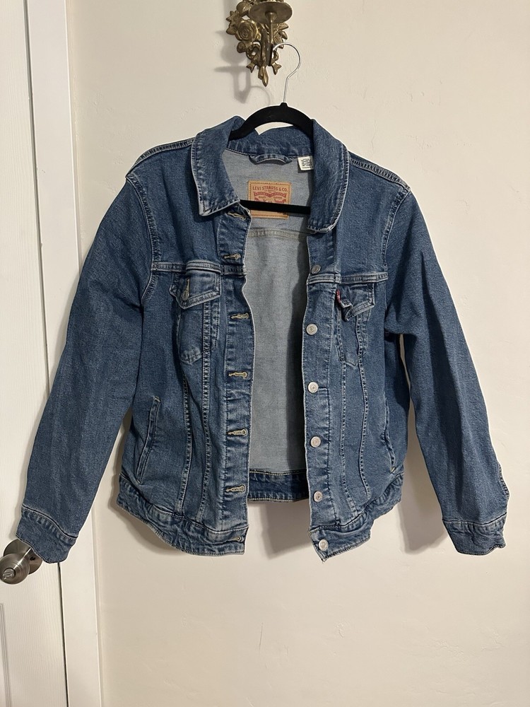 Levi's Denim Jean Jacket Blue Trucker Button Up Medium Wash Cotton Size XL