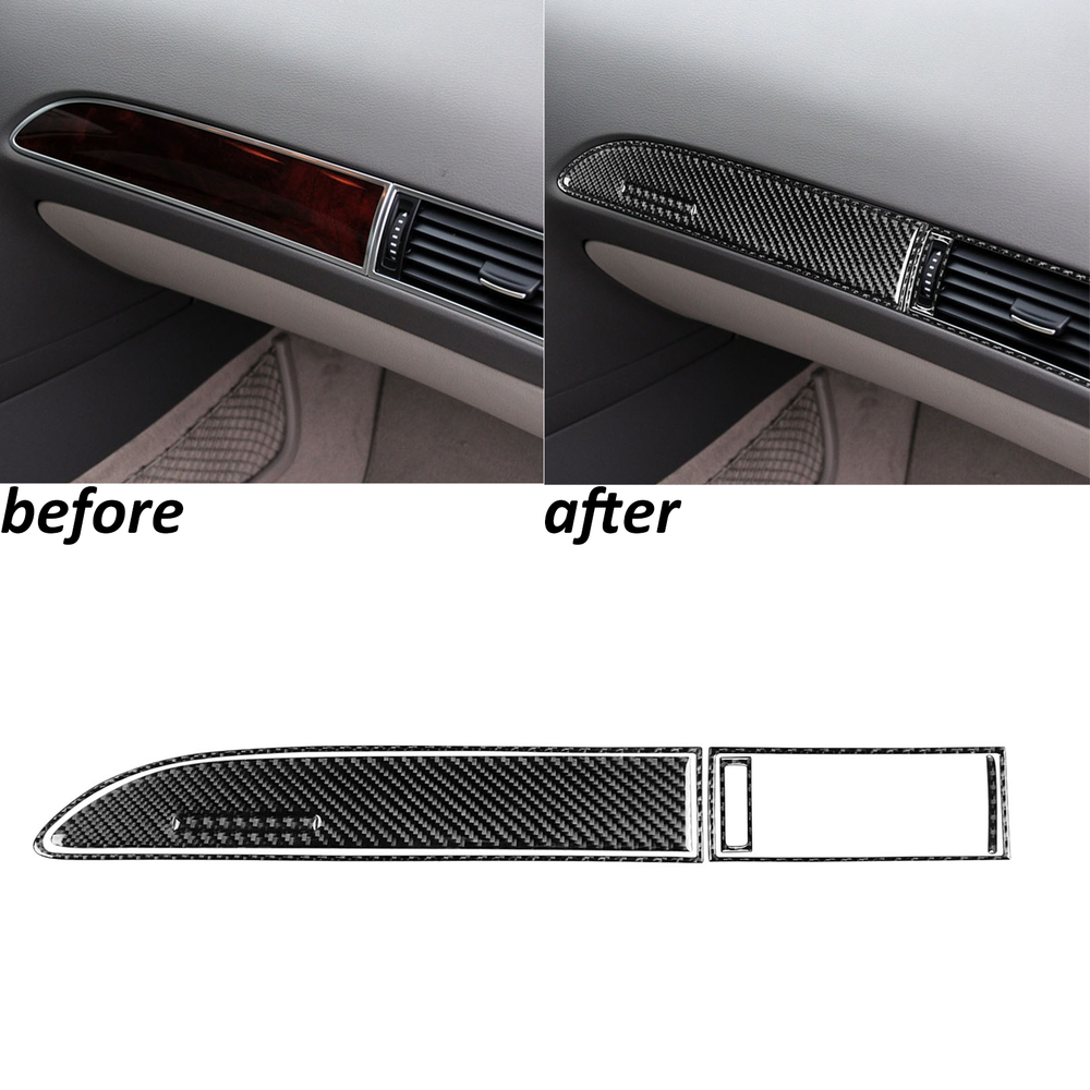 6Pcs Carbon Fiber Interior Co-pilot Dashboard Panel Trim For Audi A6 S6 C6 05-11