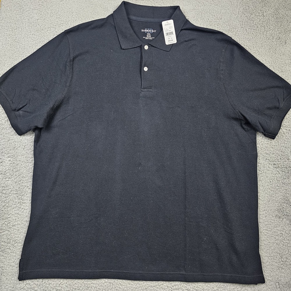 Harbor Bay Polo Shirt Mens 3XL Black Short Sleeve Collared Casual Golf New