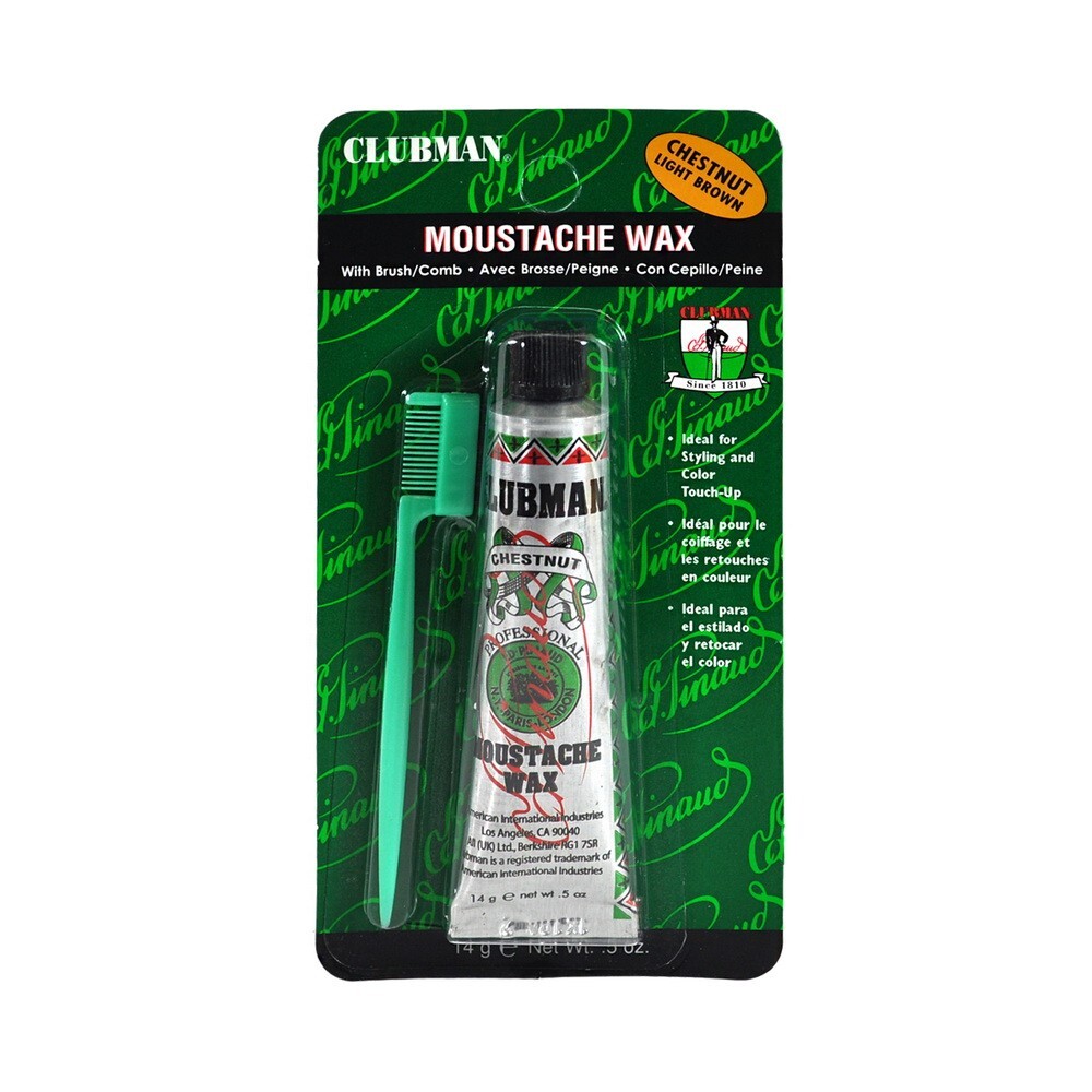 Clubman Pinaud Moustache Wax in Chestnut Light Brown 0.5 oz