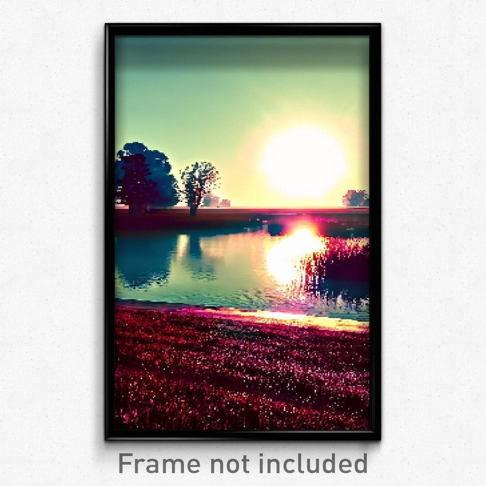 Pixel Art Poster - Average Pond (8 Bit Psychedelic Trippy Video Game Print)