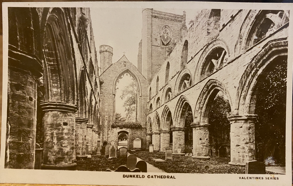 RPPC Postcard DUNKELD CATHEDRAL Cloisters Perthshire SCOTLAND Valentine Series