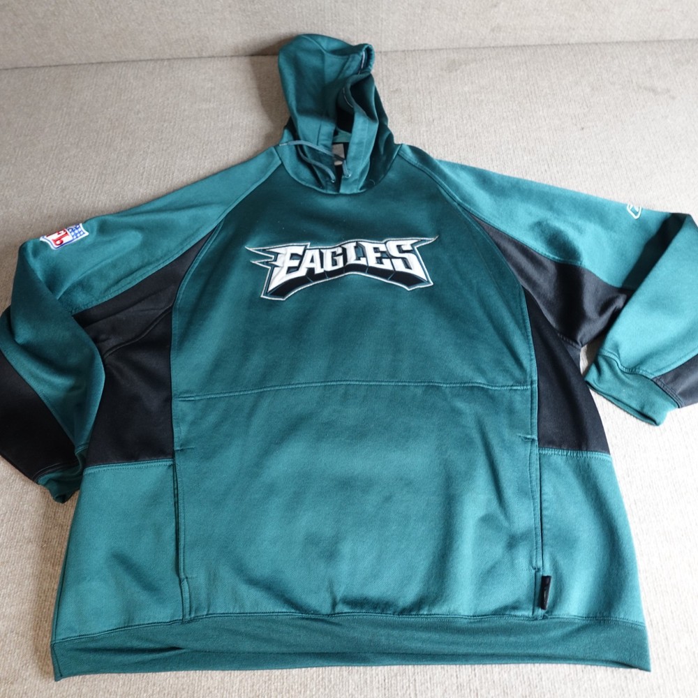 Vintage Philadelphia Eagles Sweater 2XL Green Blue Satin Hoodie Double Sided Y2K