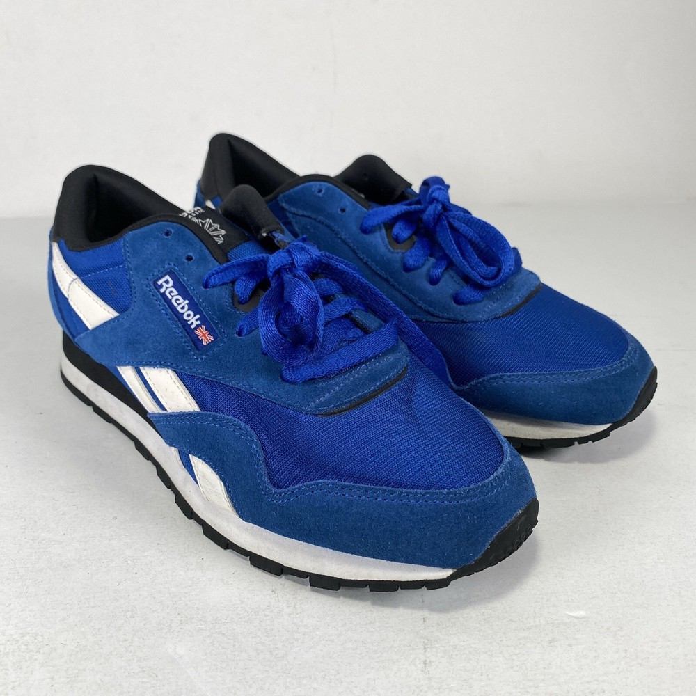 Reebok Classic Leather Shoes Men 6.5 Blue White Suede Lifestyle Sneakers UK Flag