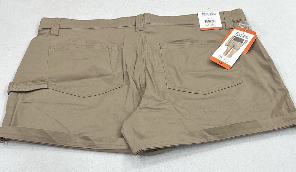 Boston Traders Women's Roll Cuff Shorts, Tan, Size 16