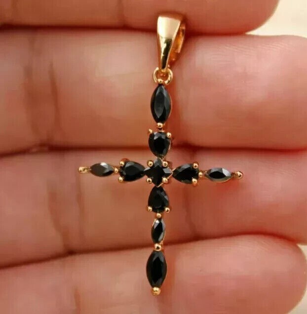 2.80 Ct Round Cut Simulated Diamond Cross Women's 14k Yellow Gold Plated