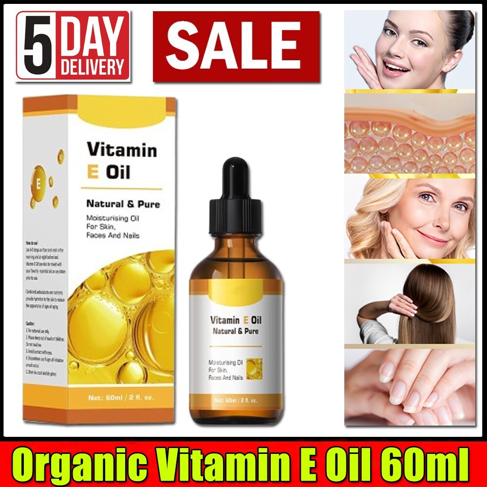 Organic Vitamin E Oil for Skin Hair & Body - Anti-Aging Face Oil 60ml