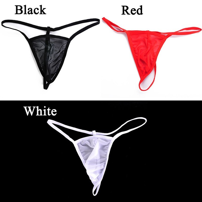 Men G-string Thongs Mesh Underwear T-back Briefs Bikini-Underpants Spandex