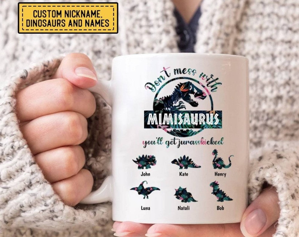 Custom Grandma Mimisaurus Dinosaur Mug Gift for Granny Mimi