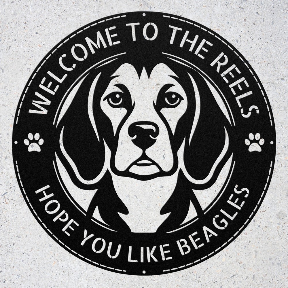 Personalized Beagle Dog Welcome Metal Sign Family Name Dog Lover Gift